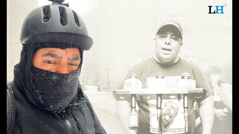 Como a su bicicleta, ni la nieve detiene a Gustavo Ajché para destacar en NY
